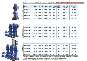 Sumak SHT40/4  15 kW 380V  Düşey Milli Döküm Gövdeli Kademeli Pompa