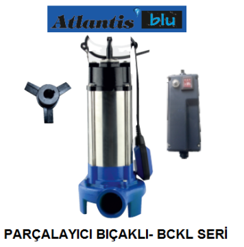 Atlantis  BCKL 14-1.5M     2Hp 220V   Parçalayıcı Bıçaklı  Açık Vortex Fanlı Foseptik Dalgıç Pompa