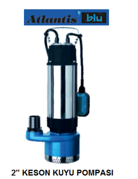 Atlantis  KES 28/2-1.1M    1.5Hp 220V   Yüksek Basınçlı 2'' Keson Kuyu Kapalı Fanlı Pompa