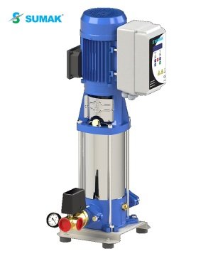 Sumak  SHTPD8A 220/8 SMART  1X1.6 kW  380V  Tek Pompalı Düşey Milli Paslanmaz Çark ve Difüzörlü Dijital Panolu Kademeli İnline Hidrofor
