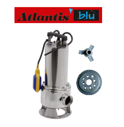 Atlantis PASPARCL 10-1.1M     1.5Hp 220V   Paslanmaz Çelik Parçalayıcı Bıçaklı Açık Fanlı Dalgıç Pompa