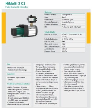 Wilo HiMulti 3 C1 44P   0.8Hp 220V  Hidromatlı Fluid Kontrollü Paket Hidrofor