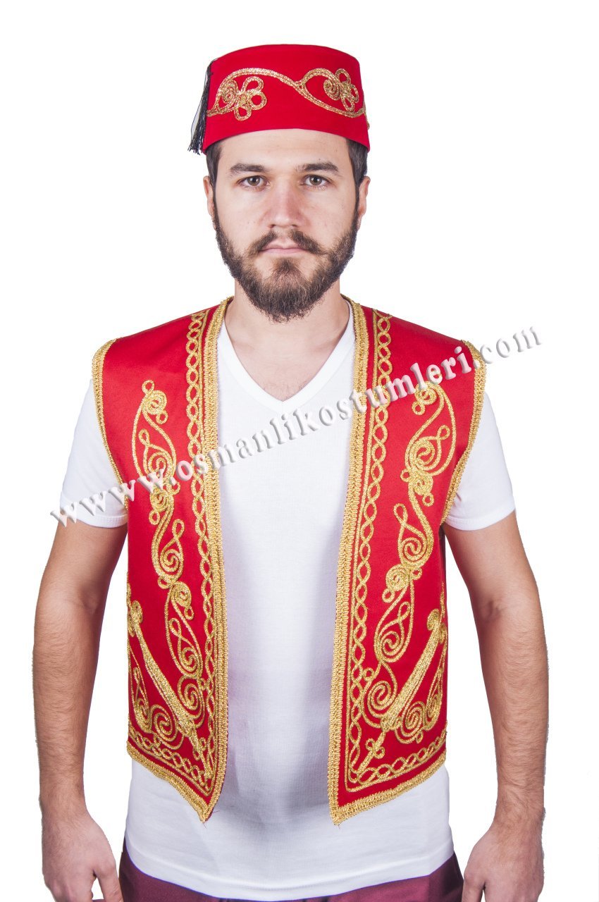 Ottoman embroidered vest red