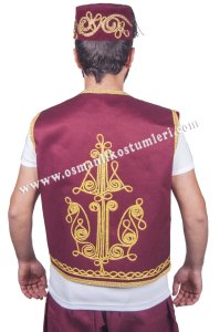 Ottoman embroidered vest burgundy