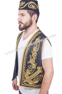 Osmanlı işlemeli yelek siyah