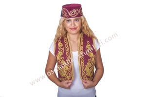 Ottoman embroidered vest burgundy