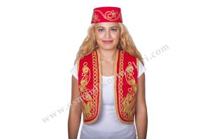 Osmanlı işlemeli yelek kırmızı