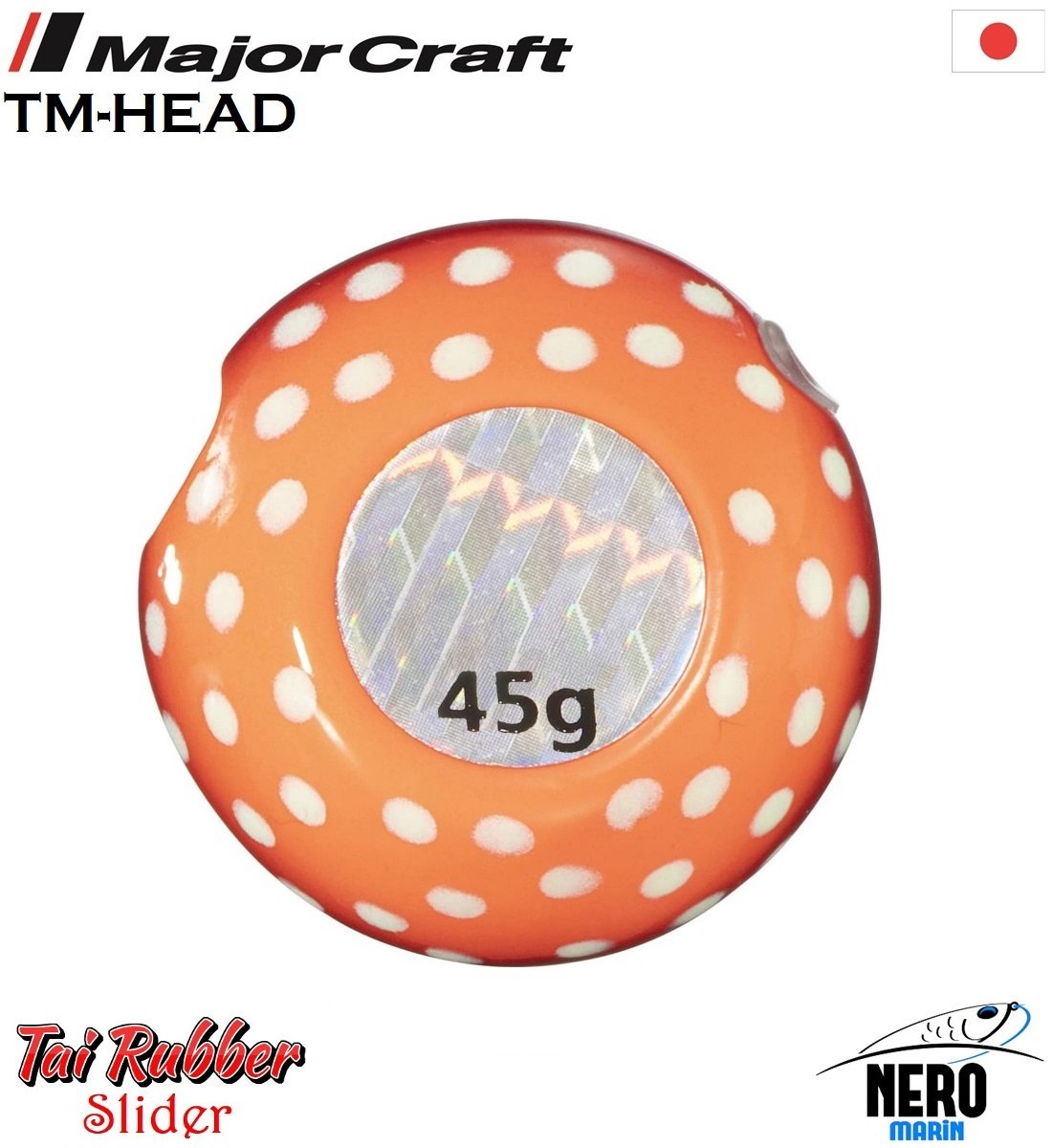 MC TM-Head Slider Tai Rubber Jig 45g #50 Orange Red Dot Glow