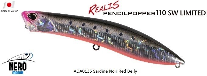 Realis Pencil Popper SW Limited 110SW  ADA0135 / Sardine Noir Red Belly