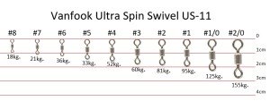 Vanfook Ultra Spin Swivel US-11 Silver #2/0 (10 pcs./pack)