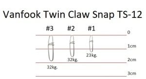 Vanfook Twin Claw Snap TS-12 Silver #3 (4 pcs./pack)