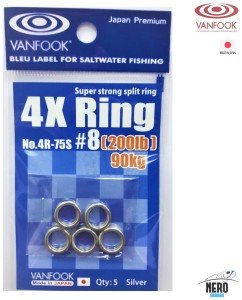 Vanfook Split Ring Halka 4R-75S #8 (5 pcs./pack)