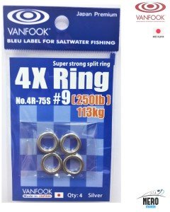 Vanfook Split Ring Halka 4R-75S #9 (4 pcs./pack)