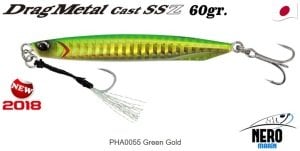 Drag Metal Cast Super Slim SSZ Jig 60gr. PHA0055 / Green Gold