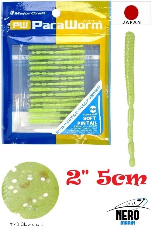 MC Para Worm PW-PINTAIL 2'' #40 Glow Chart