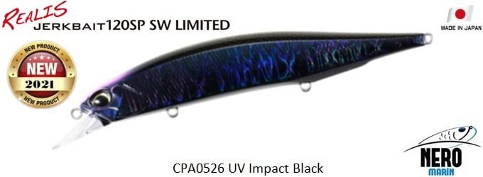 Realis Jerkbait 120SP SW CPA0526 UV Impact Black (NEW)