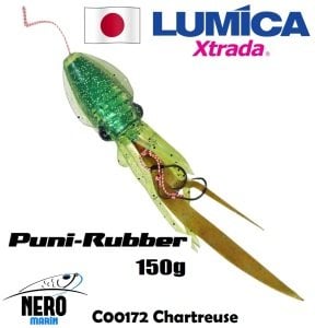 Lumica Xtrada Puni Rubber Tai Rubber Slider 150g. C00172 Chartreuse