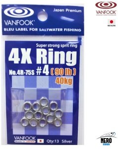 Vanfook Split Ring Halka 4R-75S #4 (13 pcs./pack)