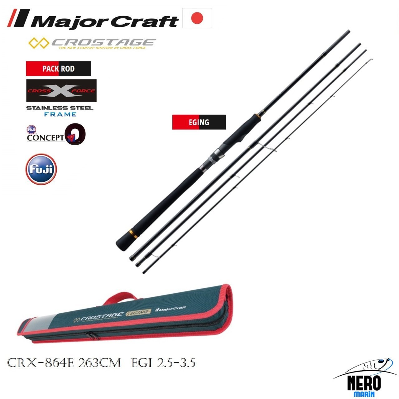 MC New Crostage CRX-864E Eging Kamış 4 parça seyahat tipi 263cm EGI 2.5-3.5