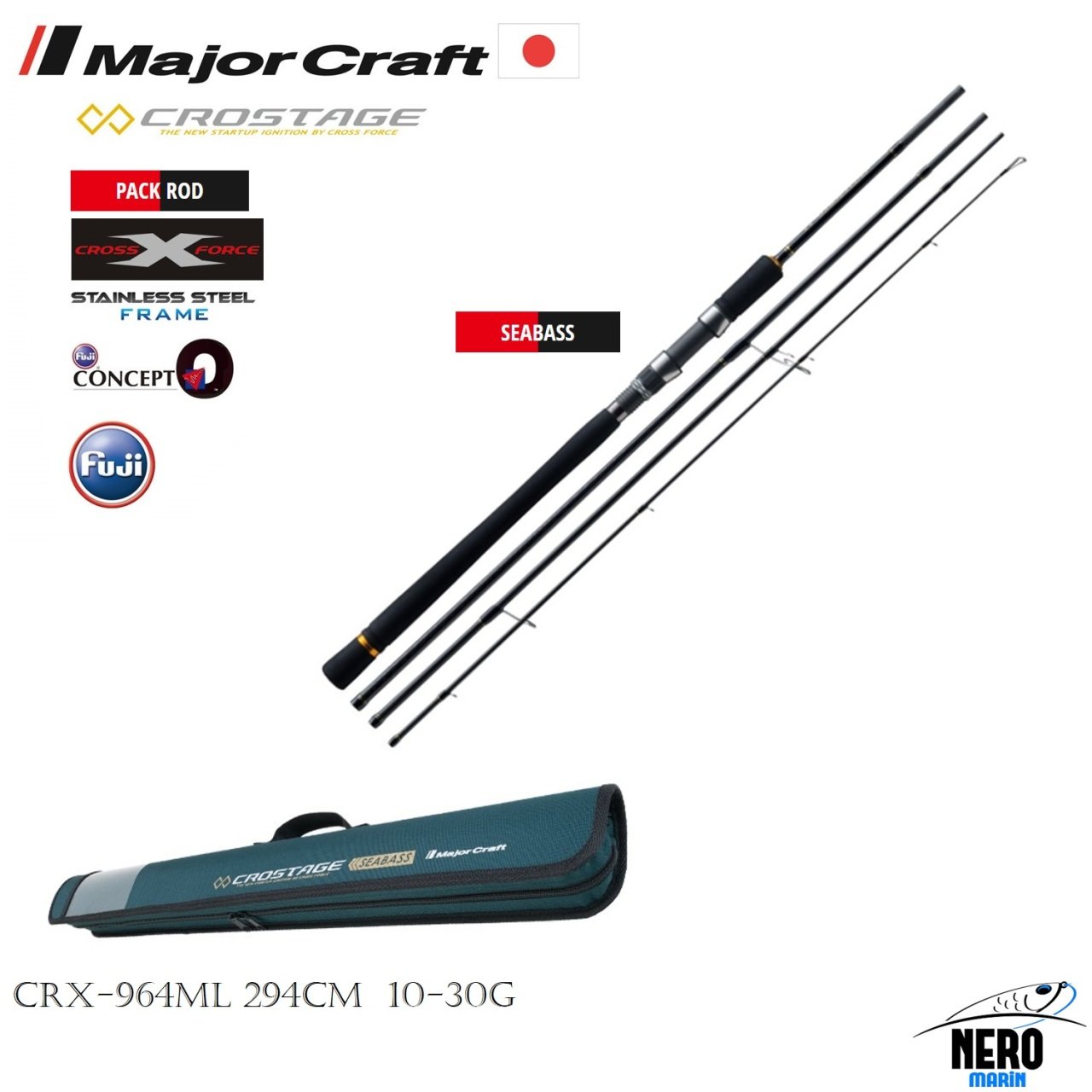 MC New Crostage CRX-964ML Spin kamış 4 parça seyahat tipi 294cm 10-30g