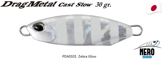 Drag Metal Cast Slow Jig 30Gr. PDA0101 / Zebra Glow