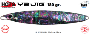 Hots Y2 Jig 180gr. 11  UV R.G.B. Abalone Black
