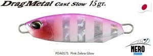 Drag Metal Cast Slow Jig 15Gr. PDA0171 / Pink Zebra Glow