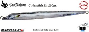 Sea Falcon Cutlass Fish Jig 230gr. 06 Crystal Holo Glow Belly