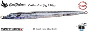 Sea Falcon Cutlass Fish Jig 230gr. 05 Crash Holo Glow Belly