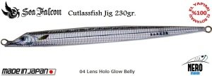 Sea Falcon Cutlass Fish Jig 230gr. 04 Lens Holo Glow Belly