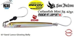 Sea Falcon Cutlass Fish Jig Mini 40gr. 07 SaND Lance Glowing Belly