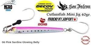 Sea Falcon Cutlass Fish Jig Mini 40gr. 06 Pink Sardine Glowing Belly