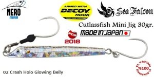 Sea Falcon Cutlass Fish Jig Mini 30gr. 02 Crash Holo Glowing Belly