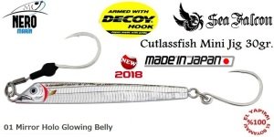 Sea Falcon Cutlass Fish Jig Mini 30gr. 01 Mirror Holo Glowing Belly