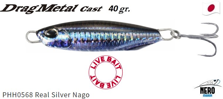Drag Metal Cast Jig 40Gr. PHH0568 Silver Nago