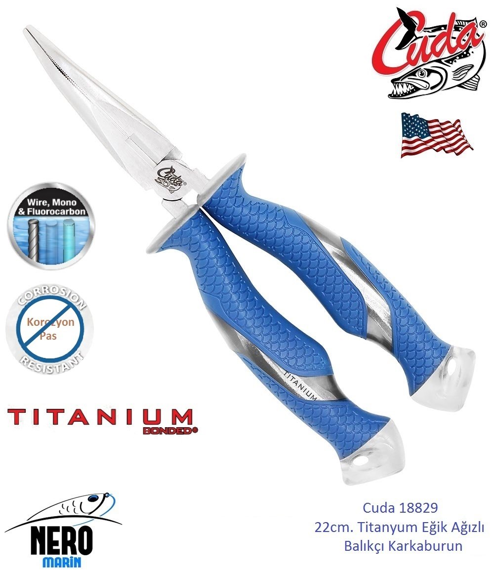 Cuda 18829 8.5'' Titatnium Nitride Bonded Bent Needle Nose Pliers