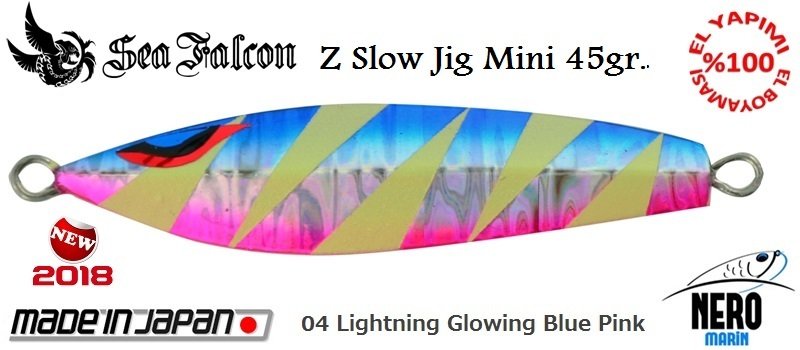 Sea Falcon Z Slow Mini Jig 45gr. 04 Lightning Glowing Blue Pink