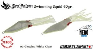 Swimming Squid 60 Gr.	03	Glowing White Clear