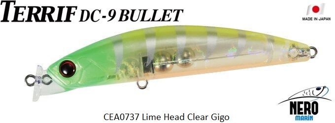 Terrif DC- 9 Bullet CEA0737 Lime Head Clear Gigo