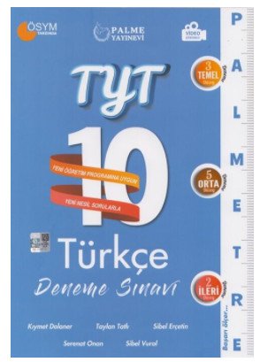 TYT Türkçe Palmetre Serisi 10 Deneme Video Çözümlü Palme Yayınları