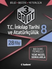 8.Sınıf 3 Boyut T.C. İnkılap Tarihi ve Atatürkçülük 28 Föy Konu Anlatımlı Soru Bankası Tudem Yayınları