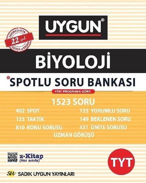 Sadık Uygun Yayınları TYT Biyoloji Spotlu Soru Bankası
