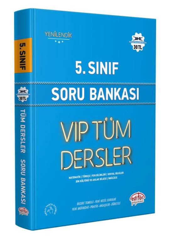 5.Sınıf VIP Tüm Dersler Soru Bankası Mavi  Kitap Editör Yayınları