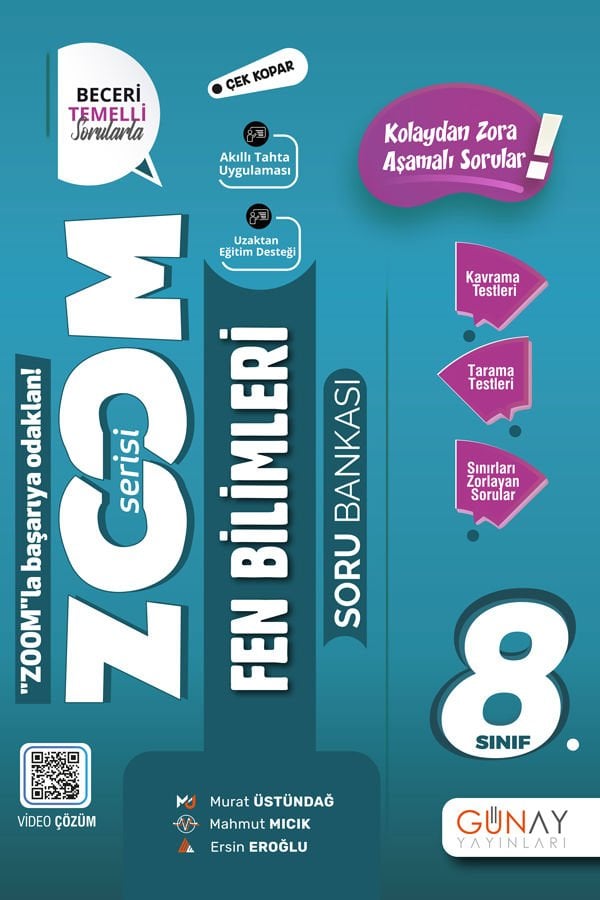 8.Sınıf Zoom Fen Bilimleri Soru Bankası 2022-2023 Günay Yayınları