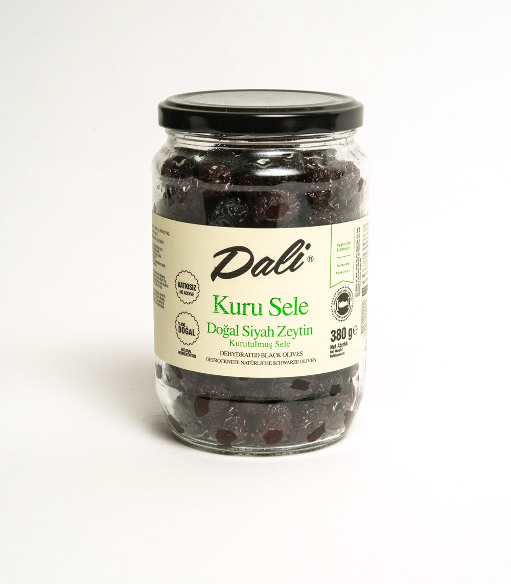 Kuru Sele Siyah Zeytin 380 gr Cam 381/410
