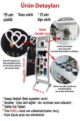 First Mobilya - Trendy (İA) - Kilitli - Kurulu - Ayaklı - Takı dolabı - Gövde Beyaz / Kumaş Pembe