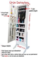 First Mobilya - Number One - Çok Amaçlı - Ayaklı - Aynalı Hediyelik Çok Amaçlı Takı Dolabı - Beyaz