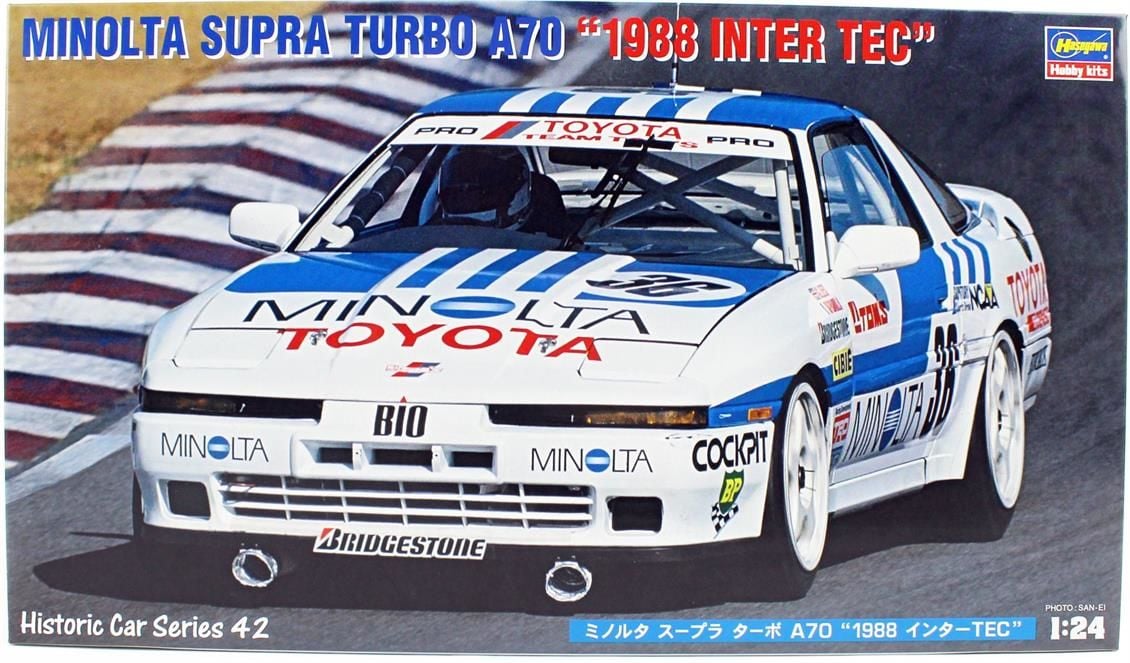 Hasegawa HC42 21142 1/24 Ölçek Minolta Supra Turbo A70 (1988 Inter Tec) Otomobil Plastik Model Kiti