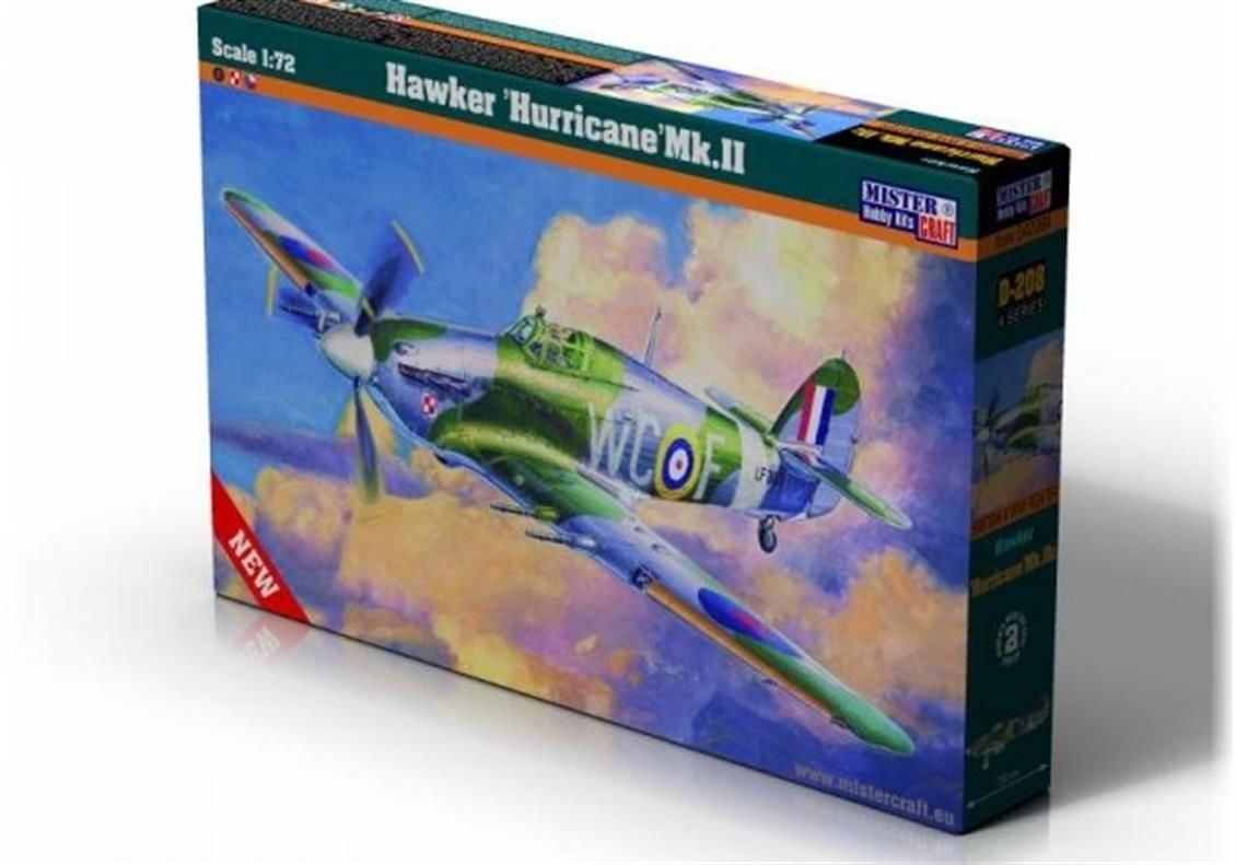 Mistercraft D208 1/72 Hawker Hurricane Mk.IIc Savaş Uçağı Demonte Plastik Maketi