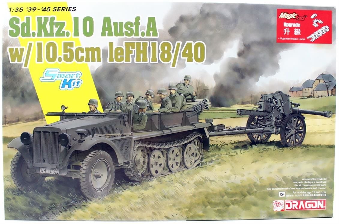 Dragon 6939 1/35 Ölçek Sd.Kfz. 10 Ausf. A w/le.FH.18/40 Yarı Paletli personel taşıyıcı ve Top Arabası Plastik Model Kiti